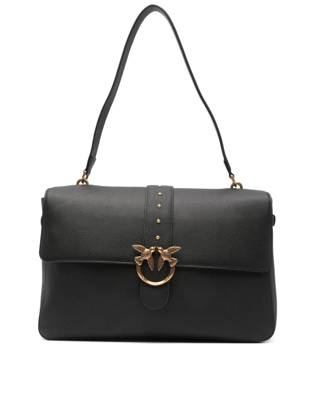 Pinko Black Love One Leather Shoulder Bag