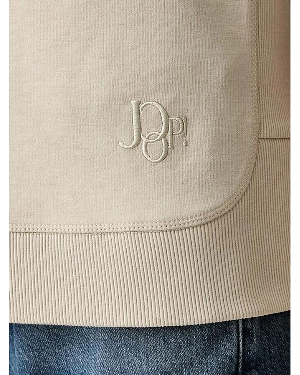 Joop! Natural Logo-Embroidered Side-Slit Hoodie