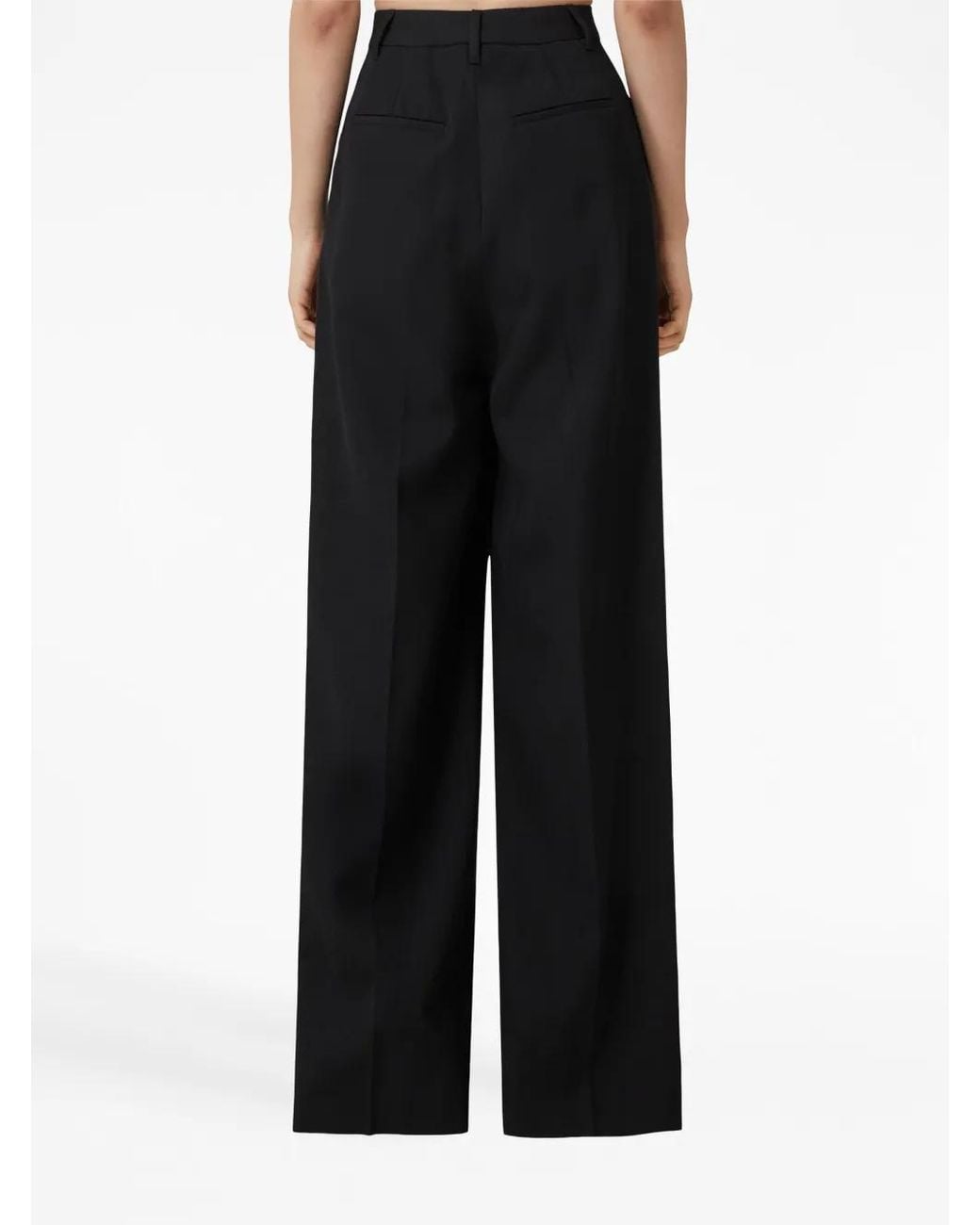 Burberry Black Wool Wide-Leg Trousers