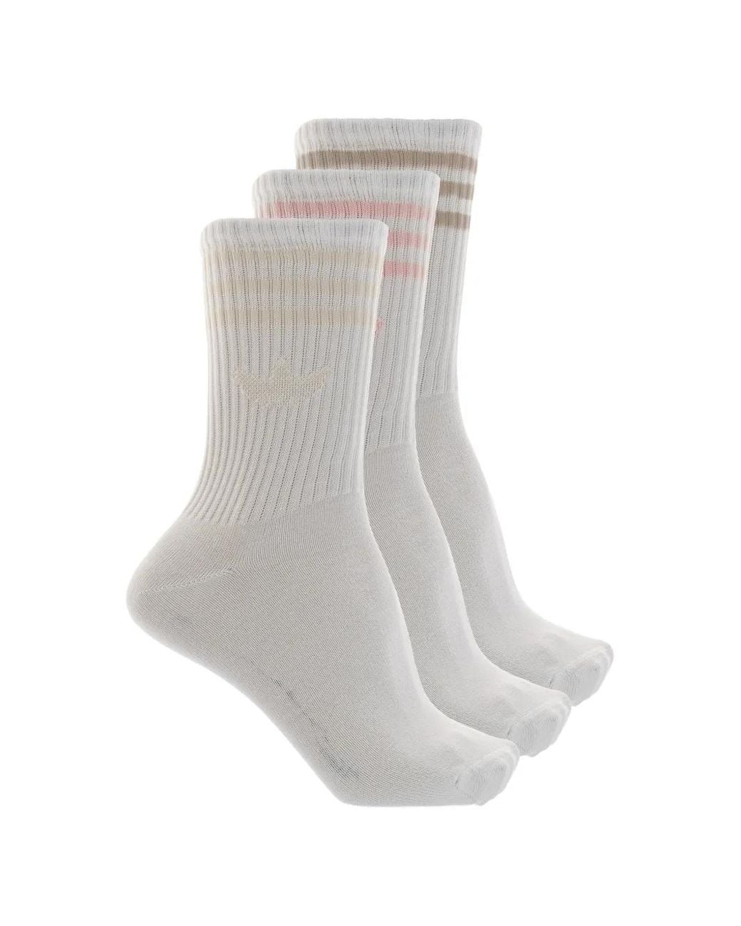 Adidas White Logo-Embroidered Striped Socks (Set Of Three)