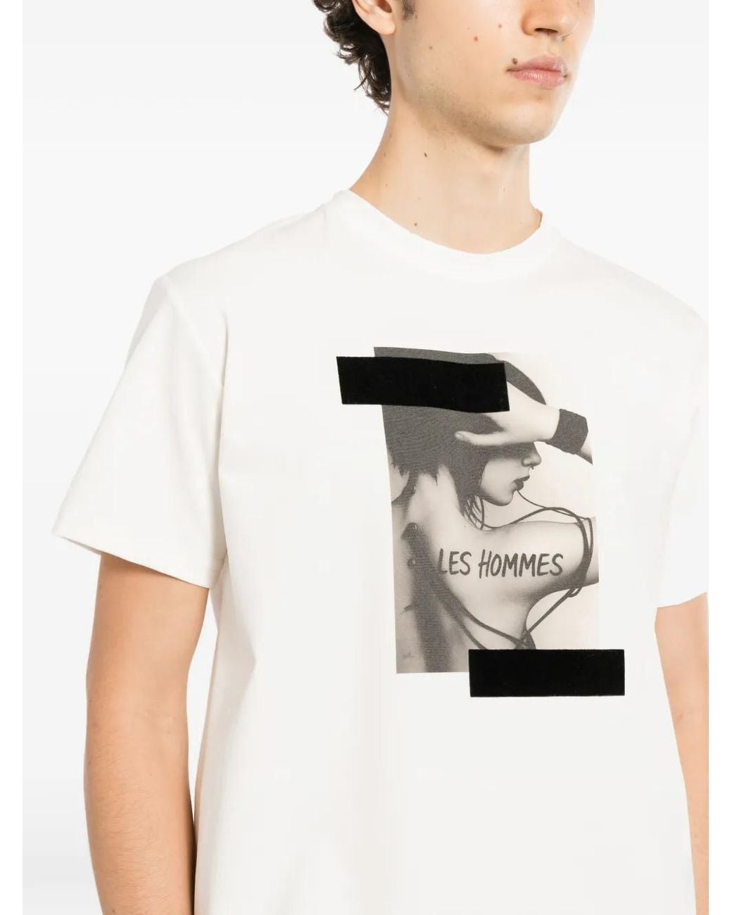 Les Hommes White T-Shirt À Imprimé Graphique for men
