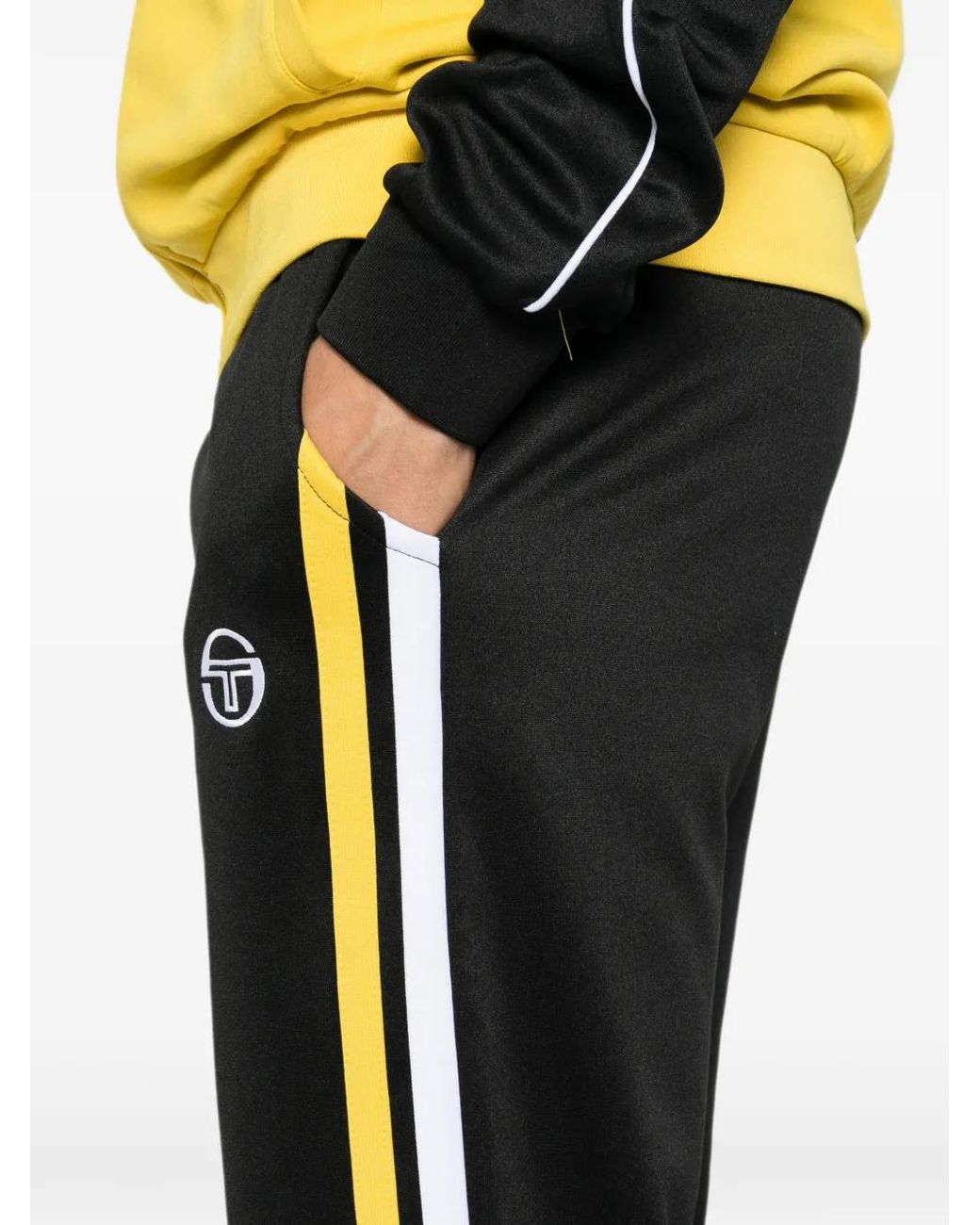Sergio Tacchini Black Logo-Embroidered Track Pants for men