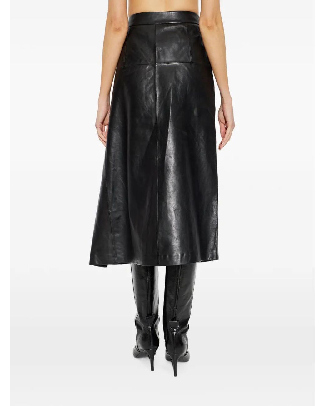 IRO Black Rimera Button-Fastening Wrap Midi Skirt