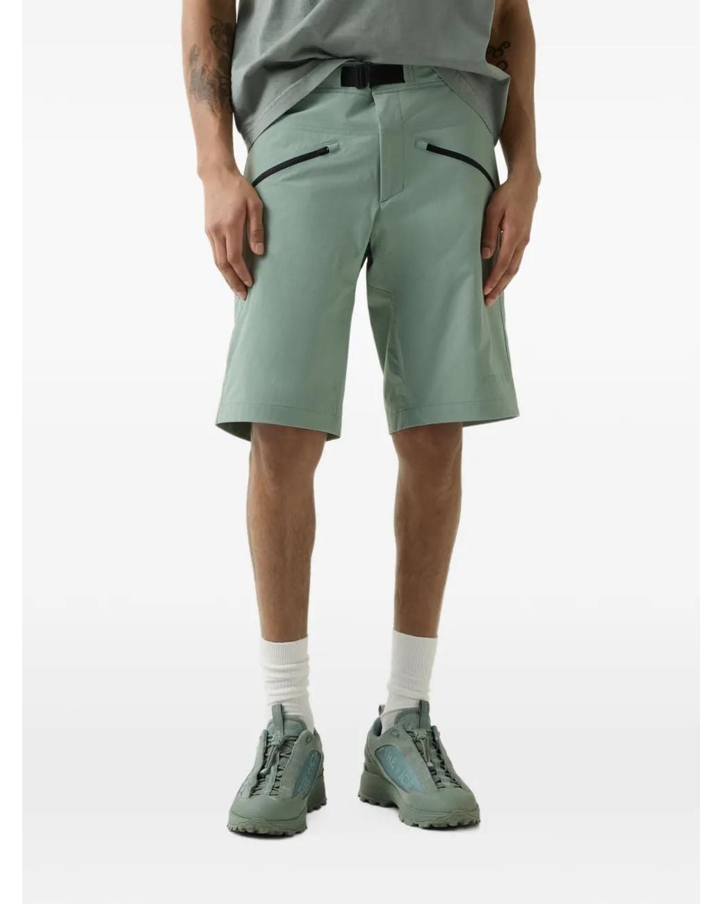 Bogner Fire + Ice Green Carter Belted Zip-Pocket Shorts for men