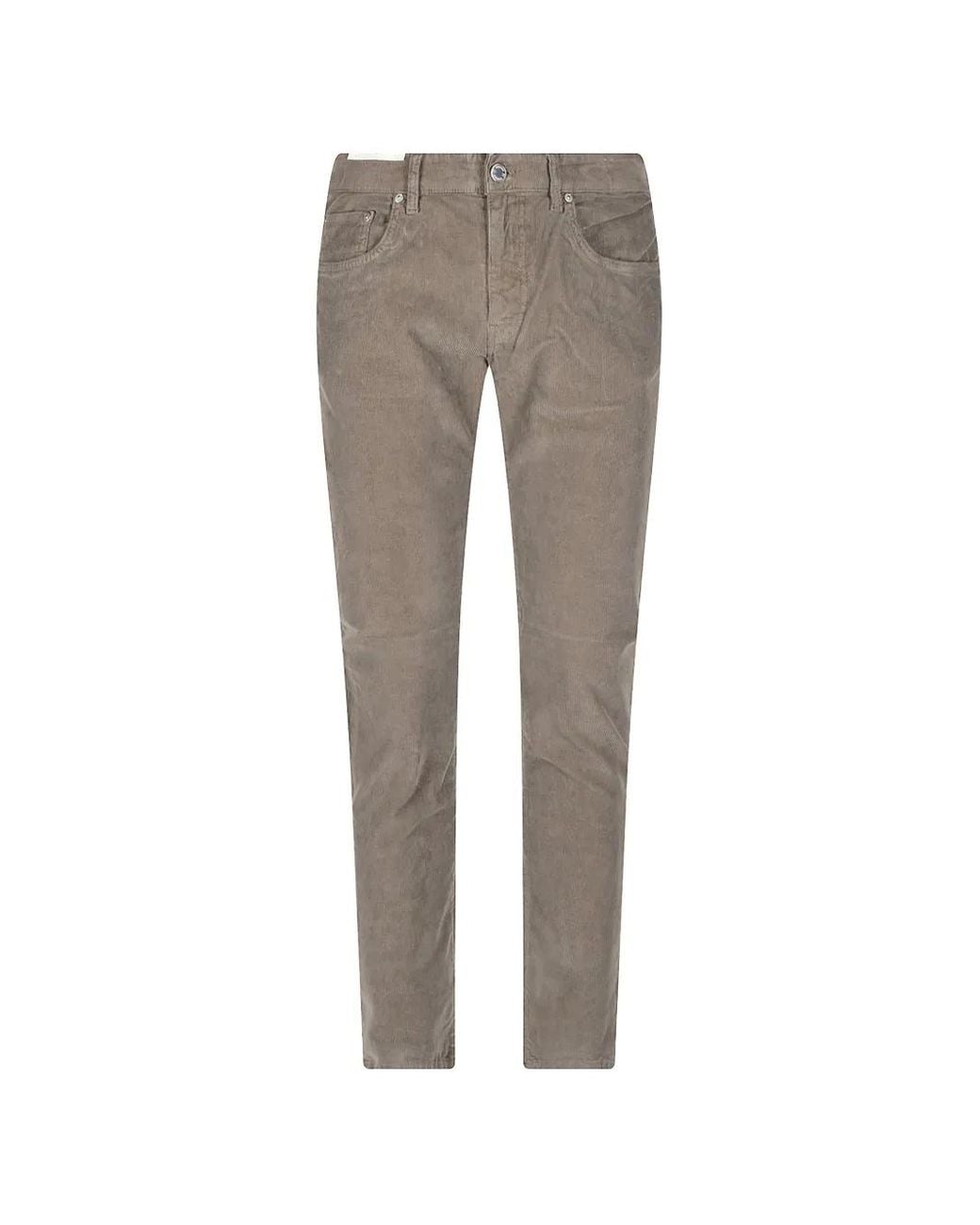 PT Torino Gray Corduroy Trousers for men