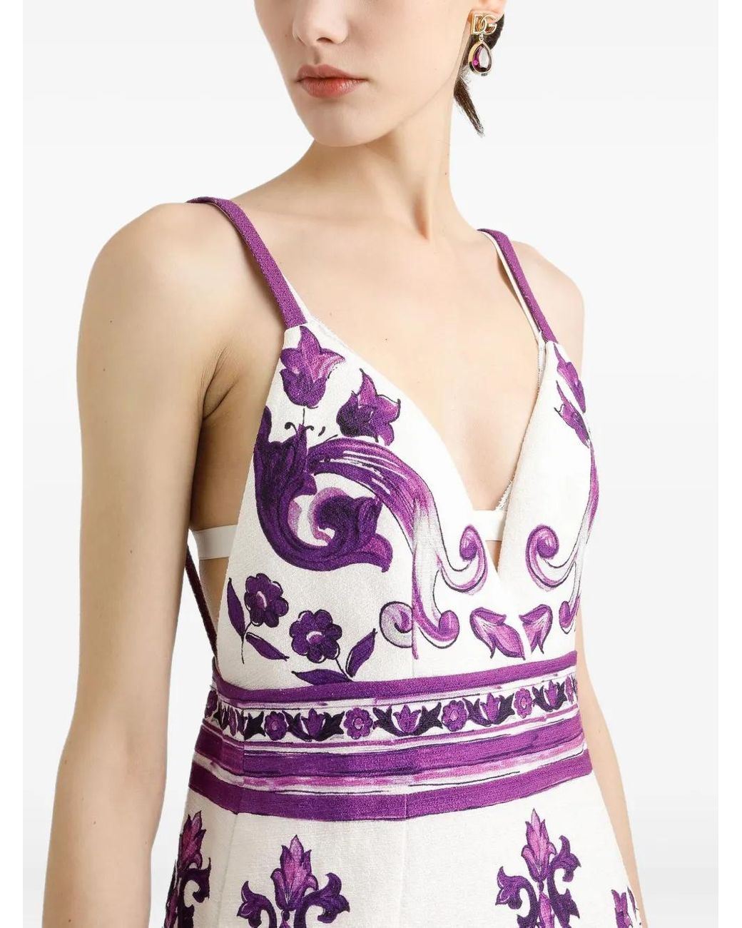 Dolce & Gabbana Purple Mini Graphic-Print Dress