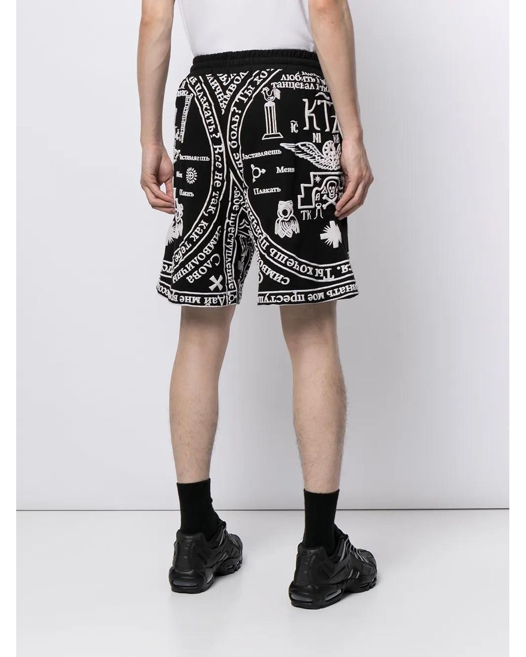 KTZ Black Church-Print Track Shorts