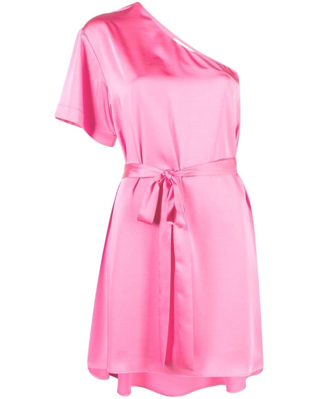 Claudie Pierlot One-shoulder Satin Finish Dress in Pink | Lyst