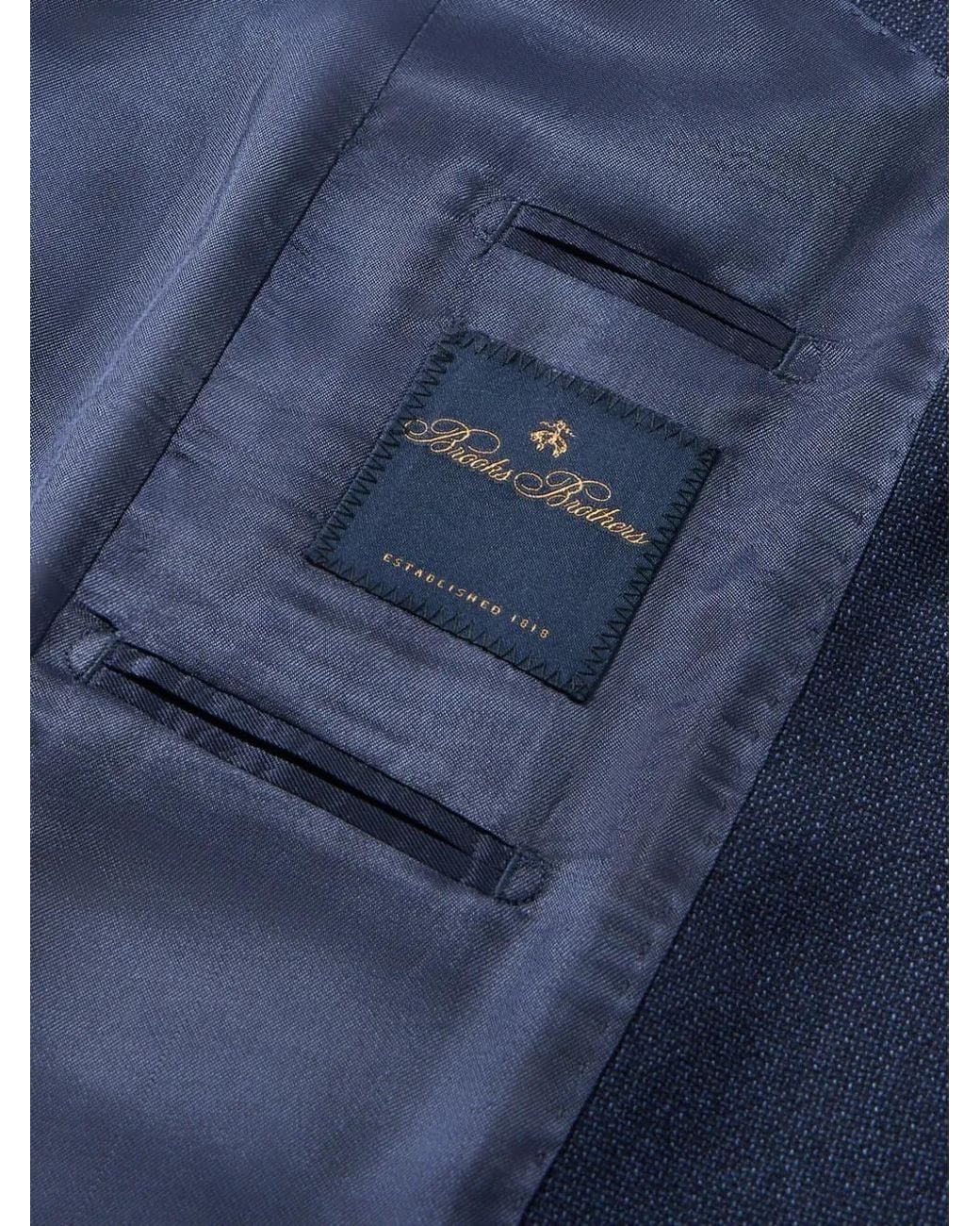 Brooks Brothers Blue Hopsack-Texture Single-Breasted Blazer for men