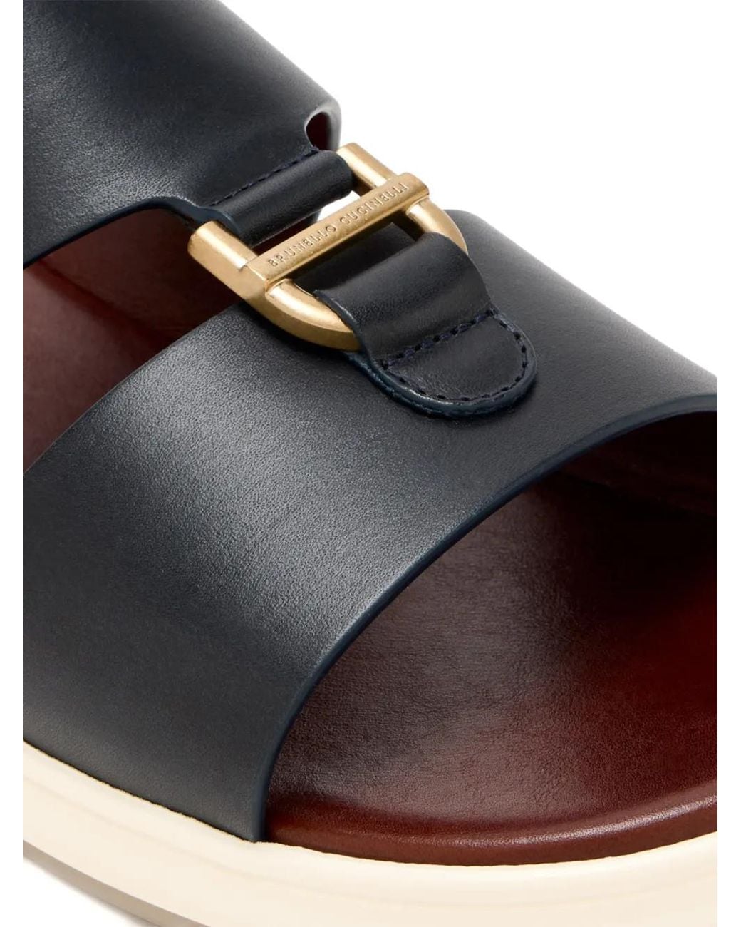 Brunello Cucinelli Black Cutout Hardware Sandals for men