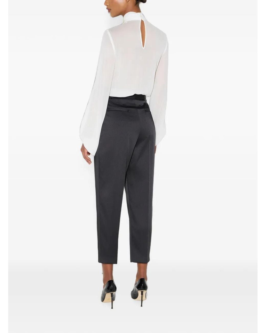 Elisabetta Franchi Black Stretch Satin Trousers