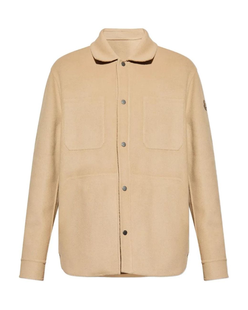 Moncler Natural Tagnit Leather-Patch Shirt Jacket for men