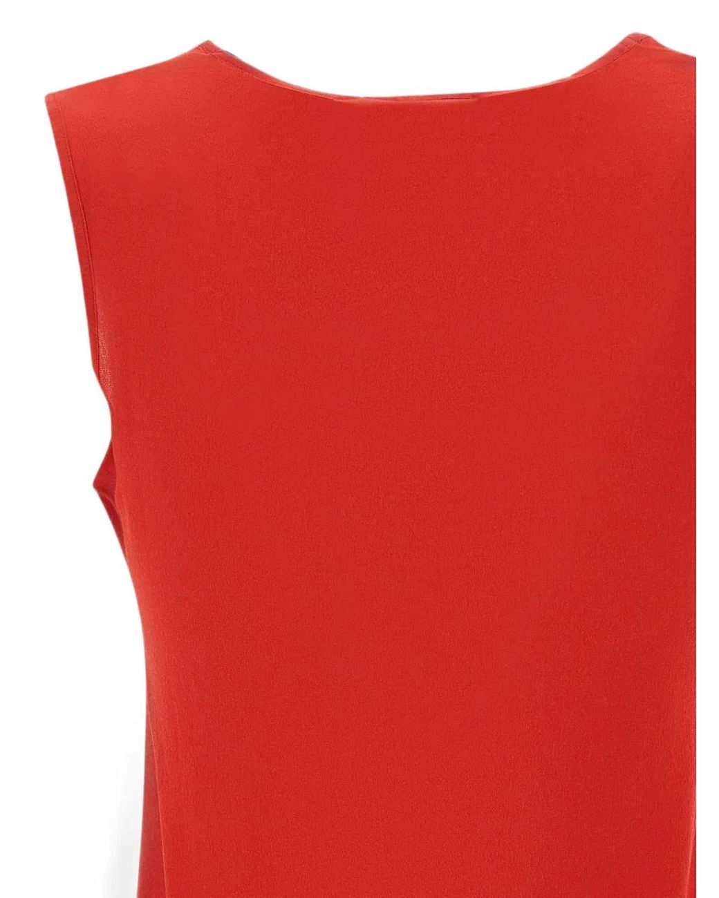 Kangra Red Sleeveless Silk Tank Top