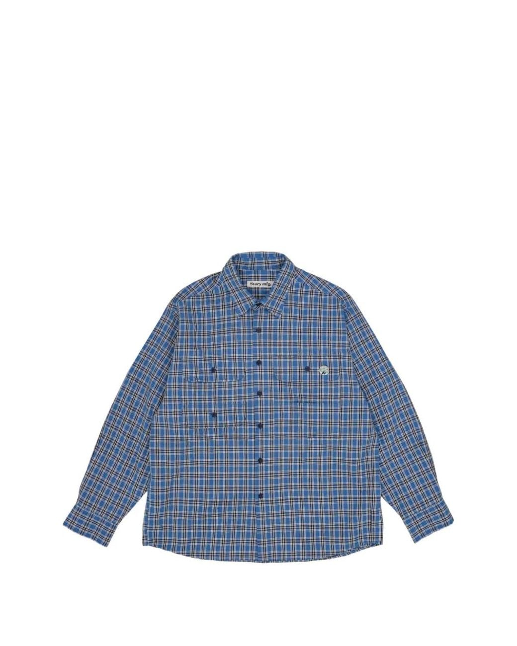 STORY mfg. Blue Harvest Checked Shirt for men