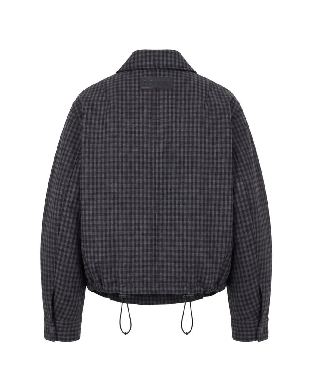 Loewe Blue Gingham-Check Leather-Patch Jacket