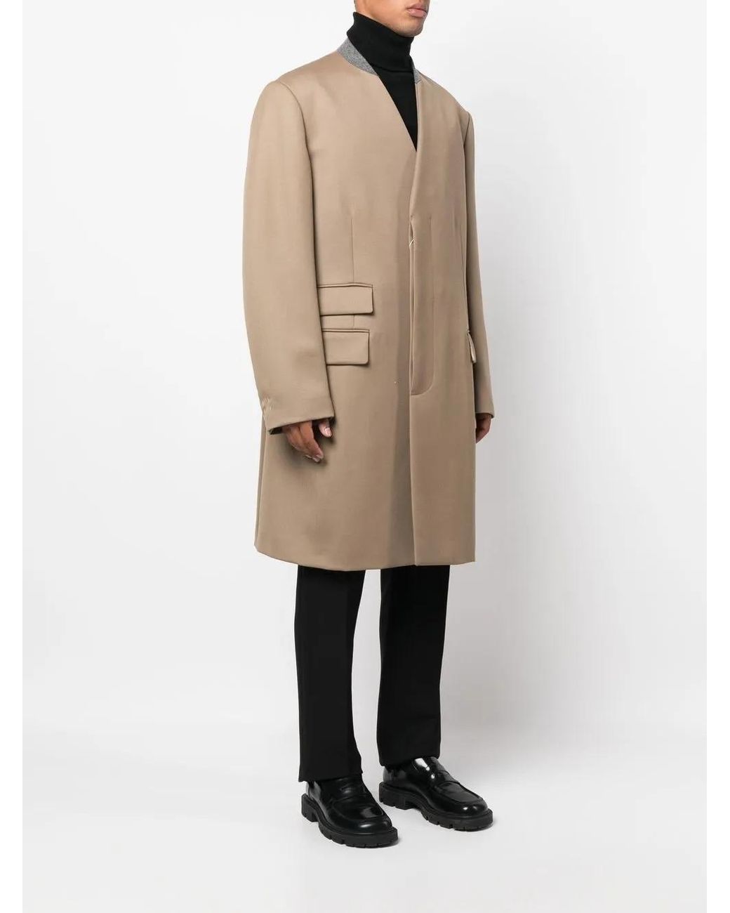 Maison Margiela Natural Single Breasted Wool Coat for men