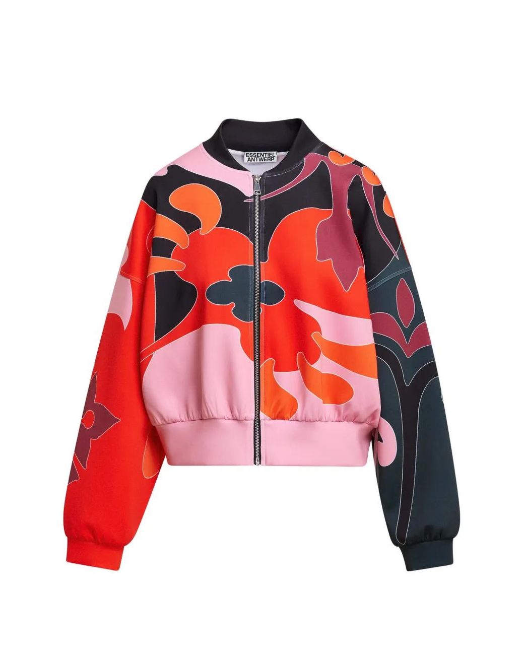 Essentiel Antwerp Red Kiva Floral-Print Bomber Jacket