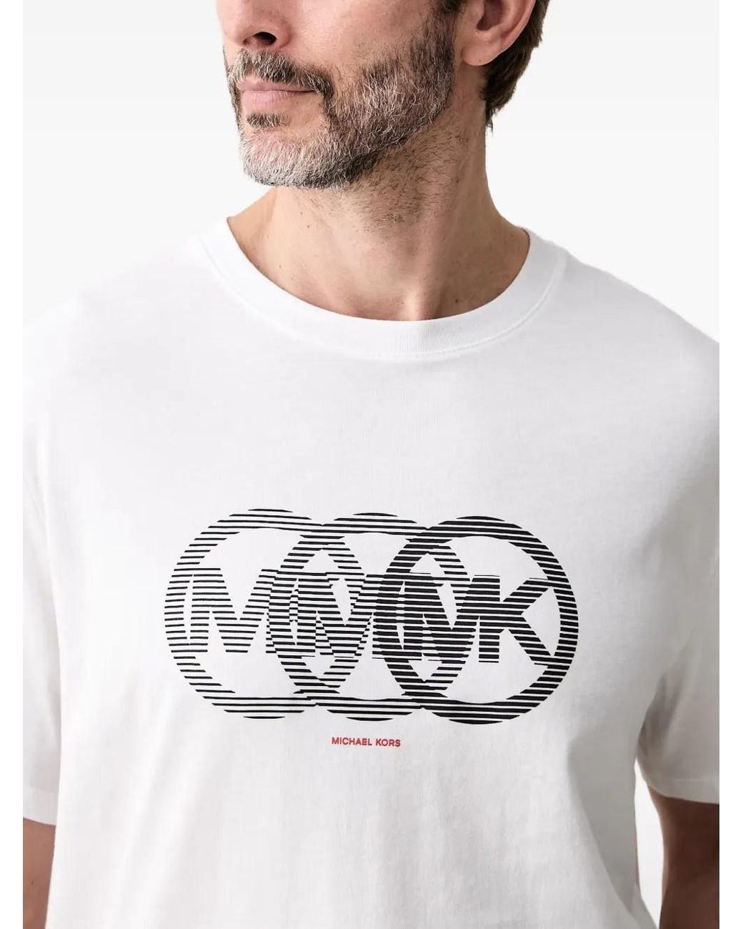 Michael Kors White Logo-Print Crew-Neck T-Shirt for men