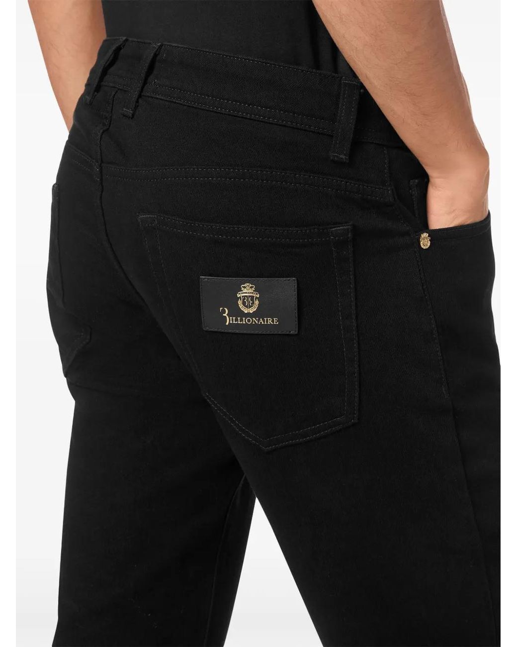 Billionaire Black Super Straight-Leg Trousers for men