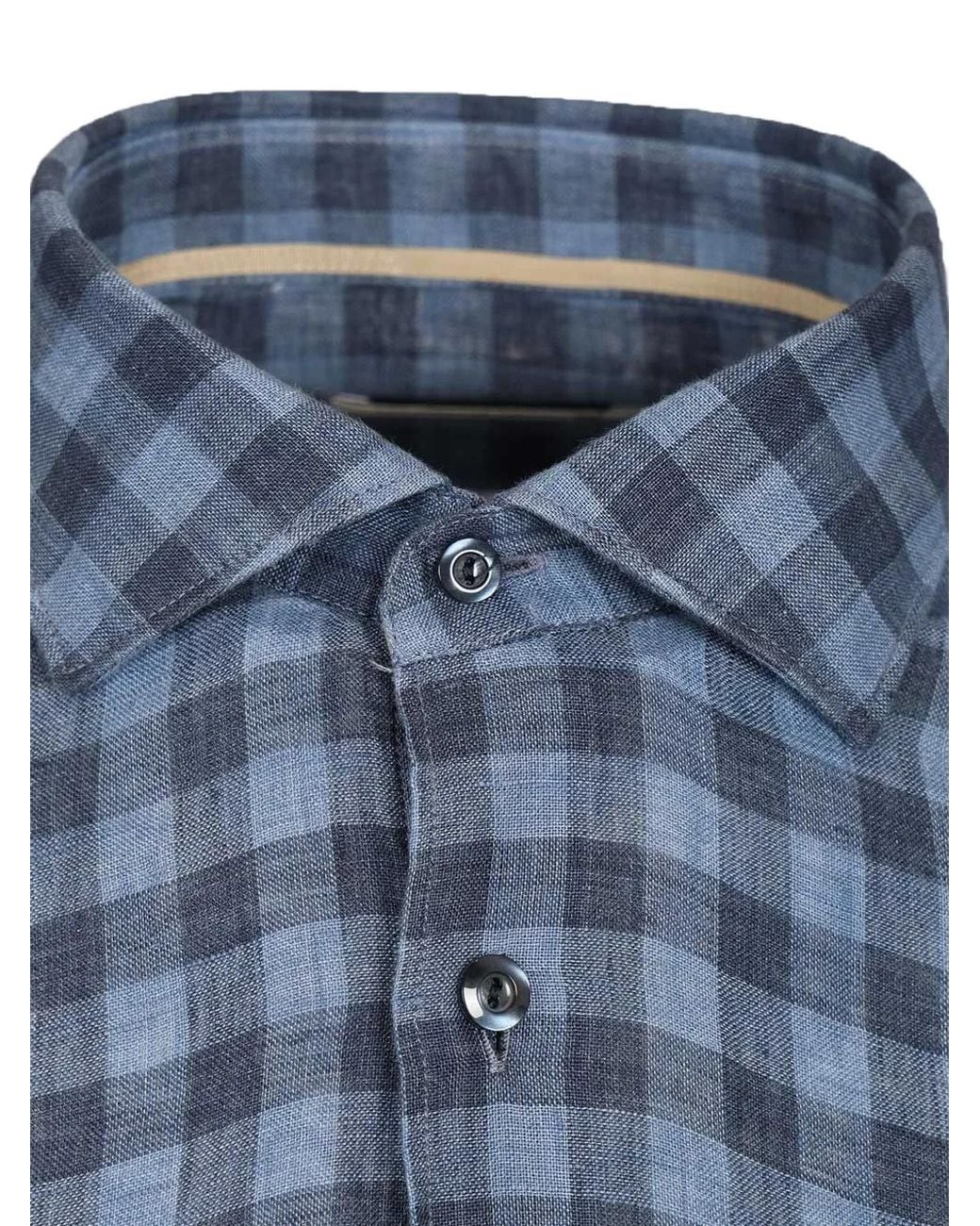 Al Duca D'aosta Blue Gingham-Check Shirt for men