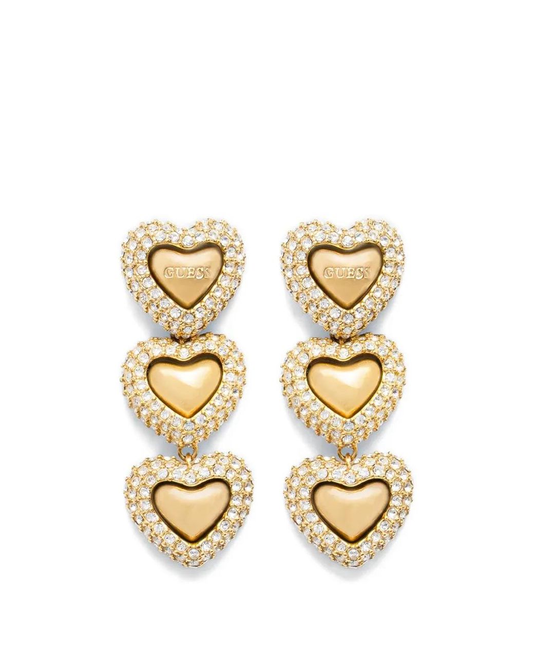 Guess Metallic Boucles D'Oreilles Beloved À Motif De Cœurs Ornementés