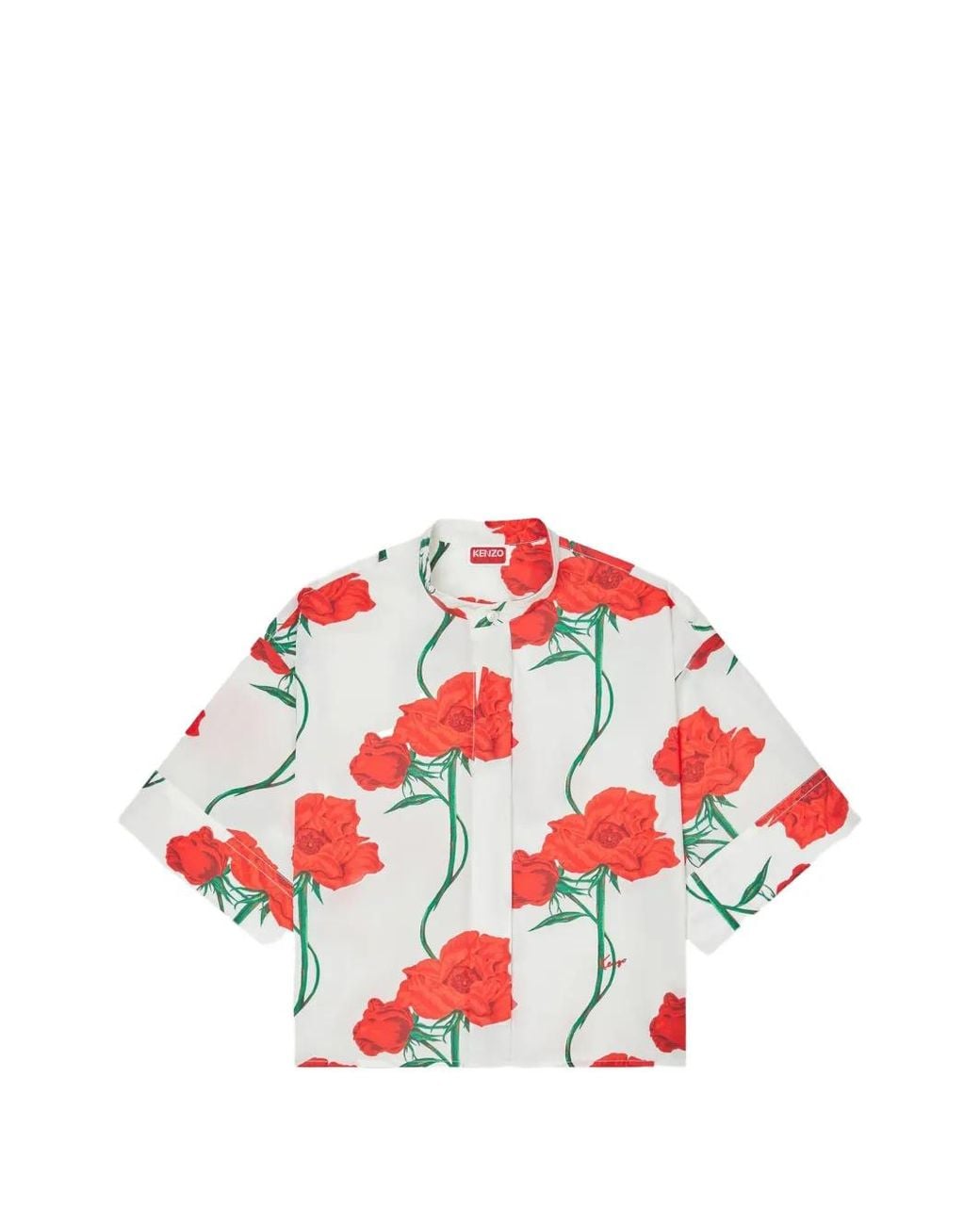 KENZO Red Floral-Print Shirt