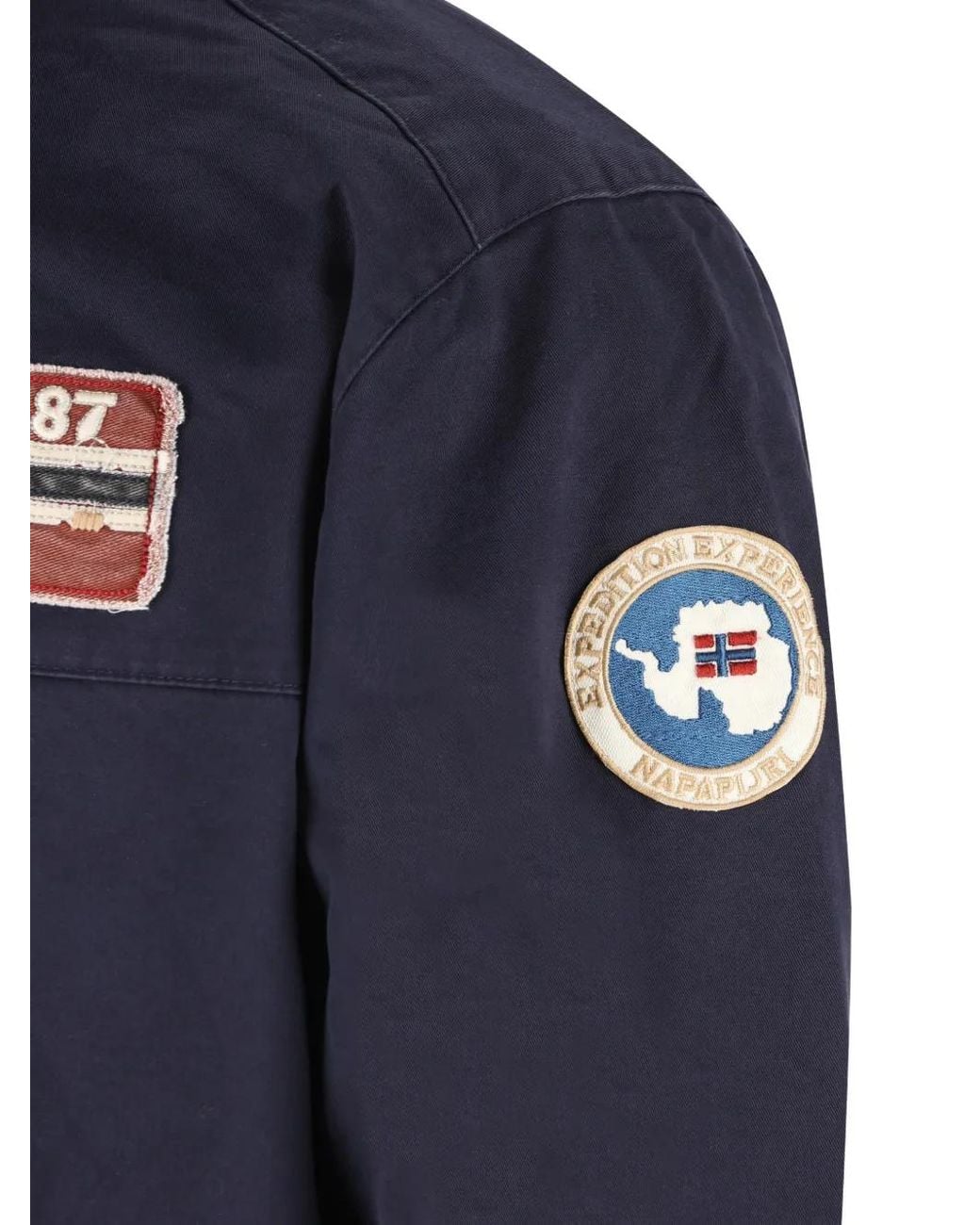 Napapijri Blue Logo-Patch High-Neck Jacket for men