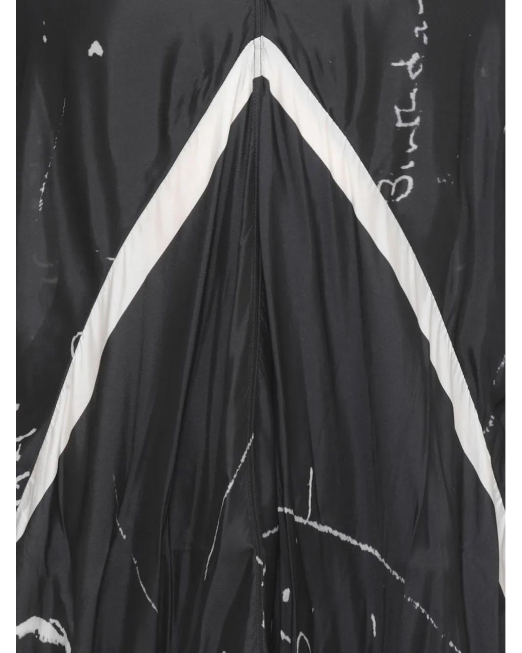Rick Owens Black V-Neck Print Asymmetric Dress