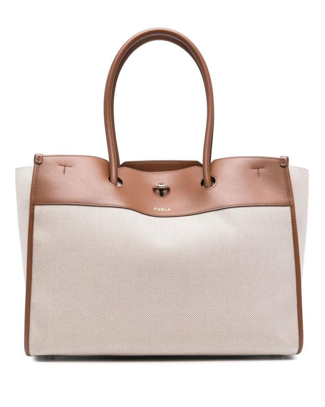 Furla Genesi Xl Canvas Tote Bag in Natural | Lyst