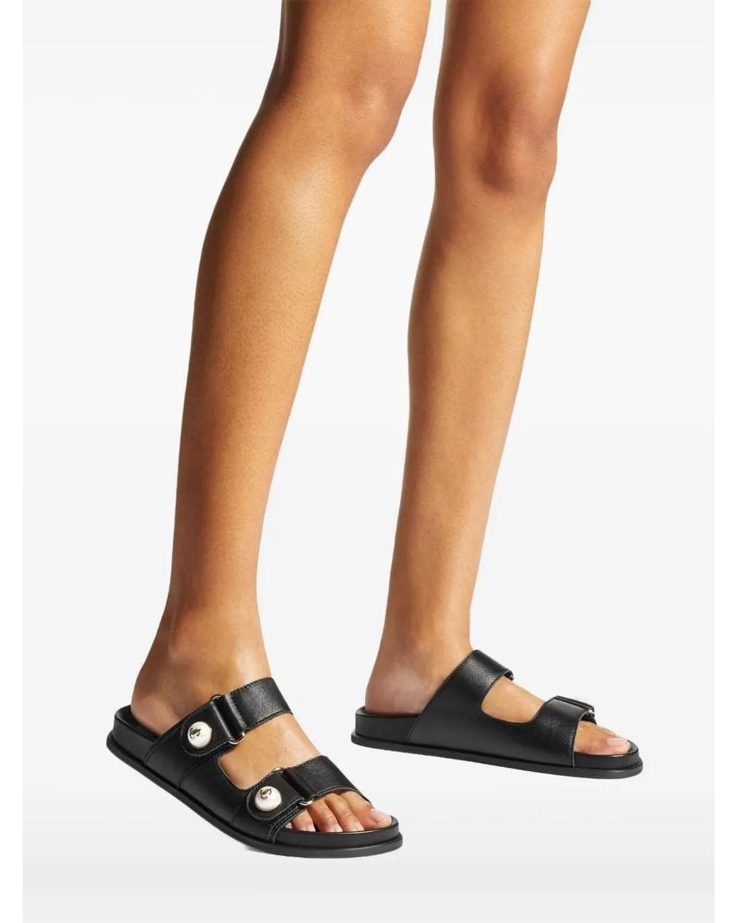 Jimmy Choo Black Fayence Leather Sandal