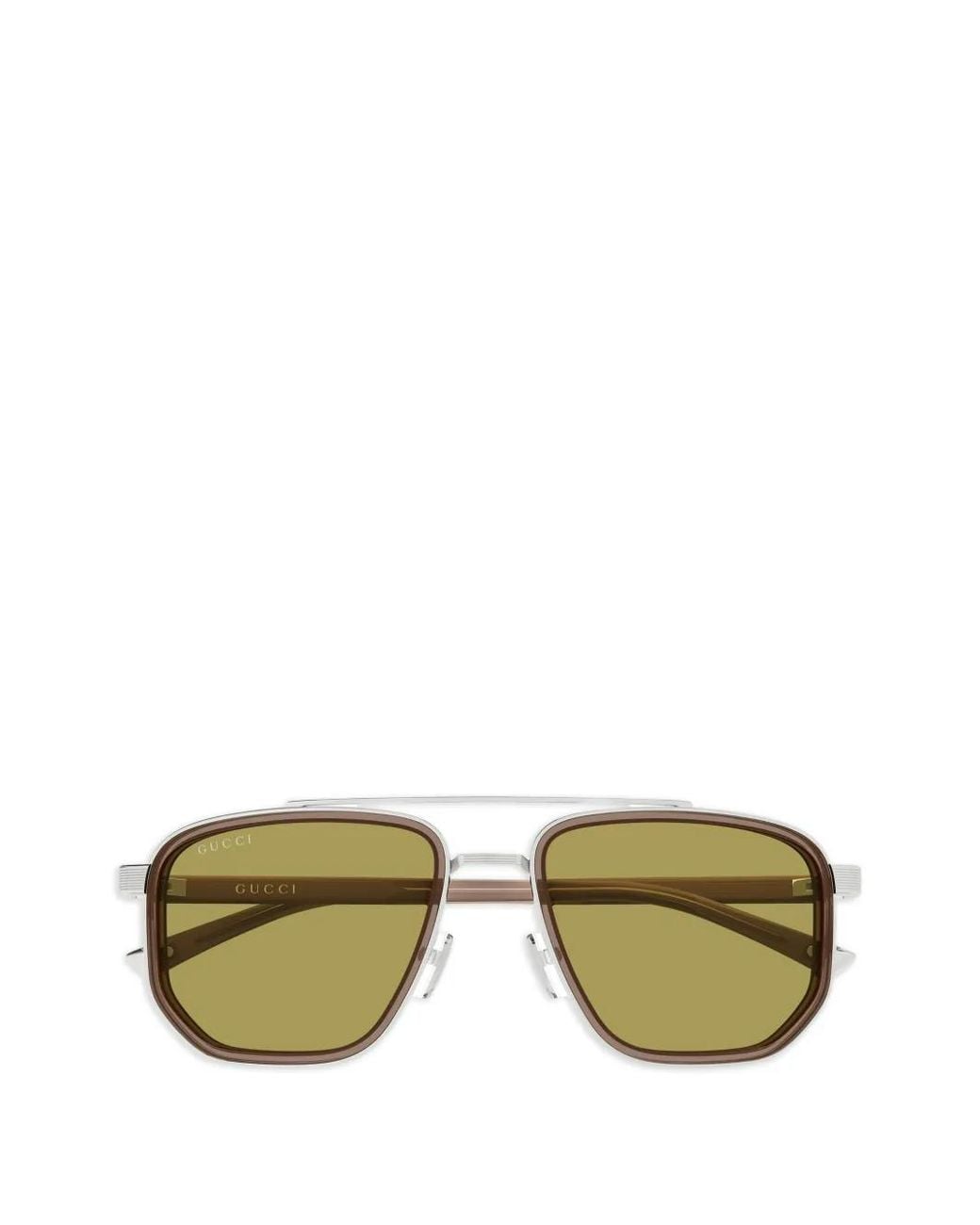 Gucci Green Geometric-Frame Double-Bridge Sunglasses for men