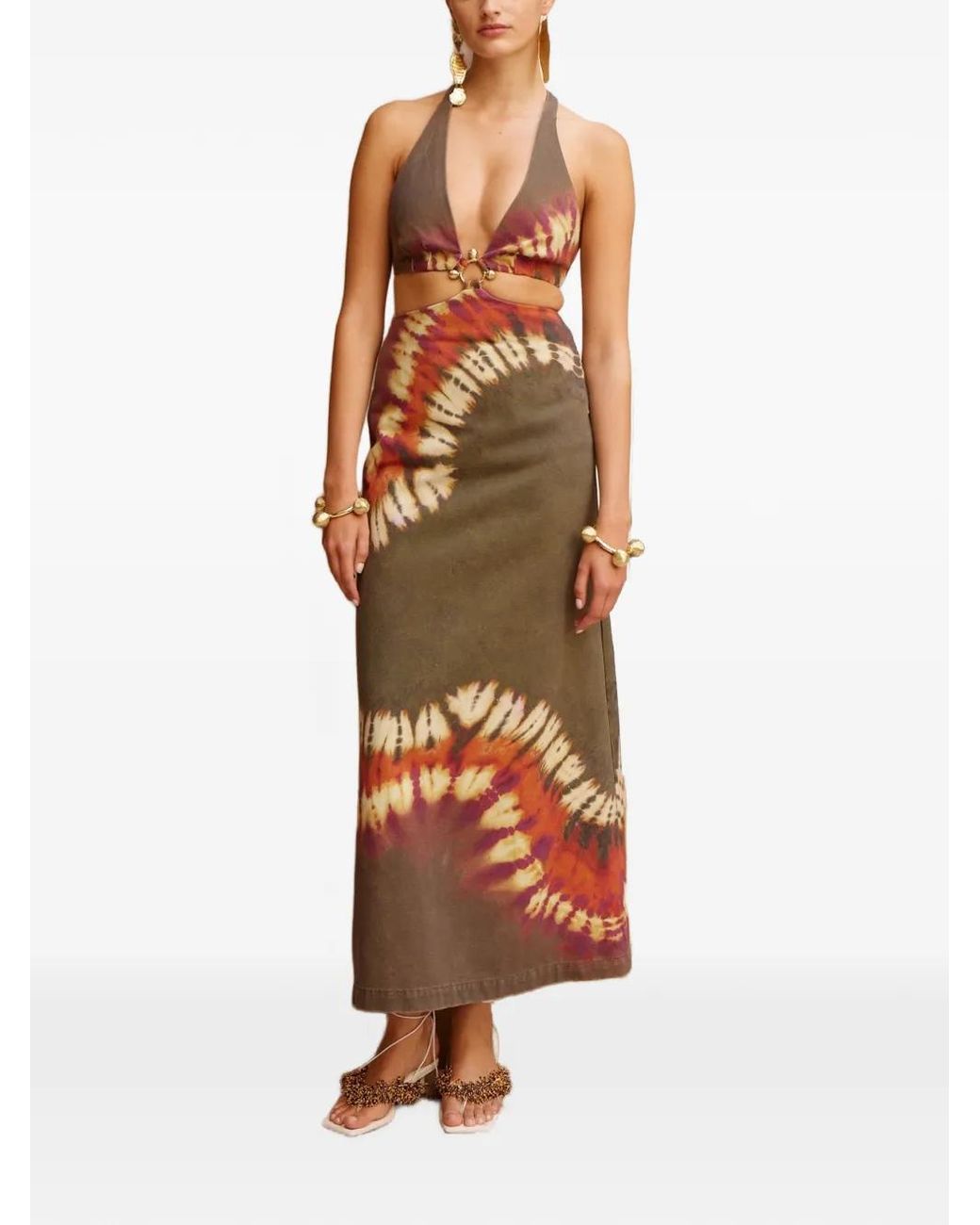 ALÉMAIS Green Marilyn Denim Midi Dress