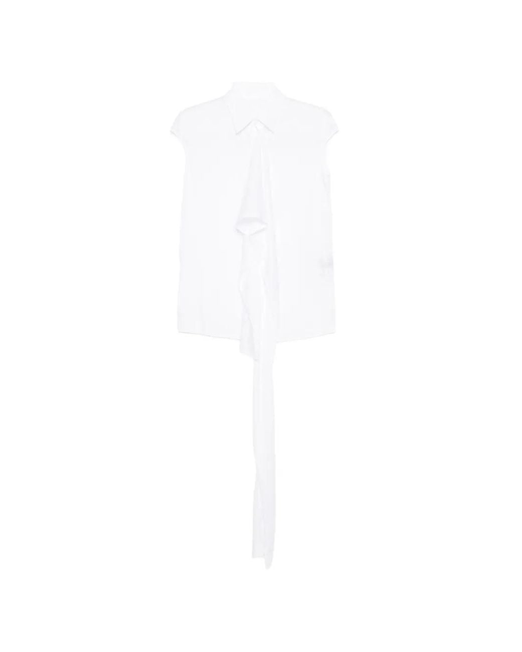 Yohji Yamamoto White Ruffle-Detailing Sleeveless Top