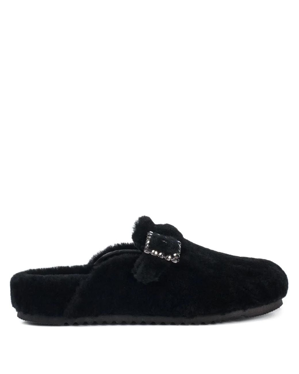 Le Silla Black Embellished-Buckle Slip-On Sandals