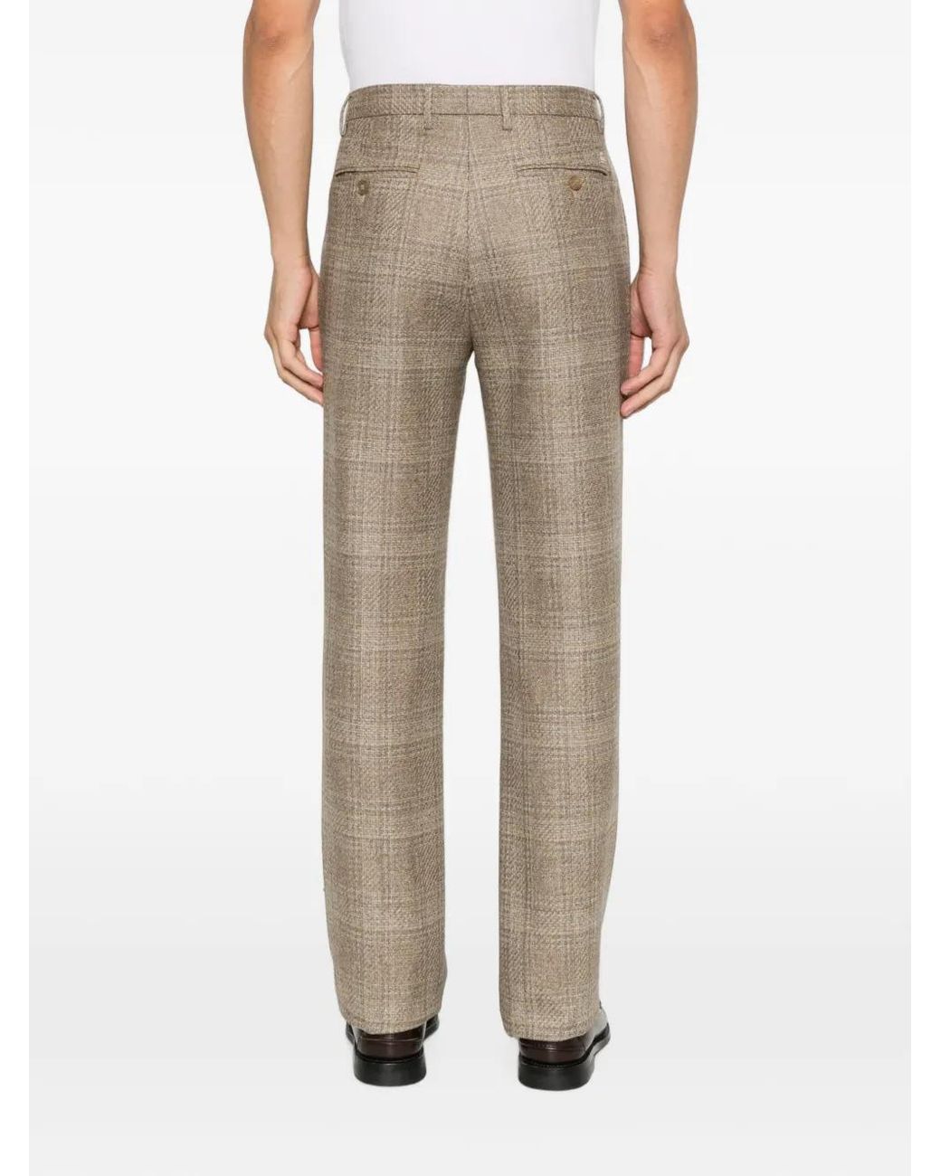 Etro Gray Checked Pleated Trousers for men