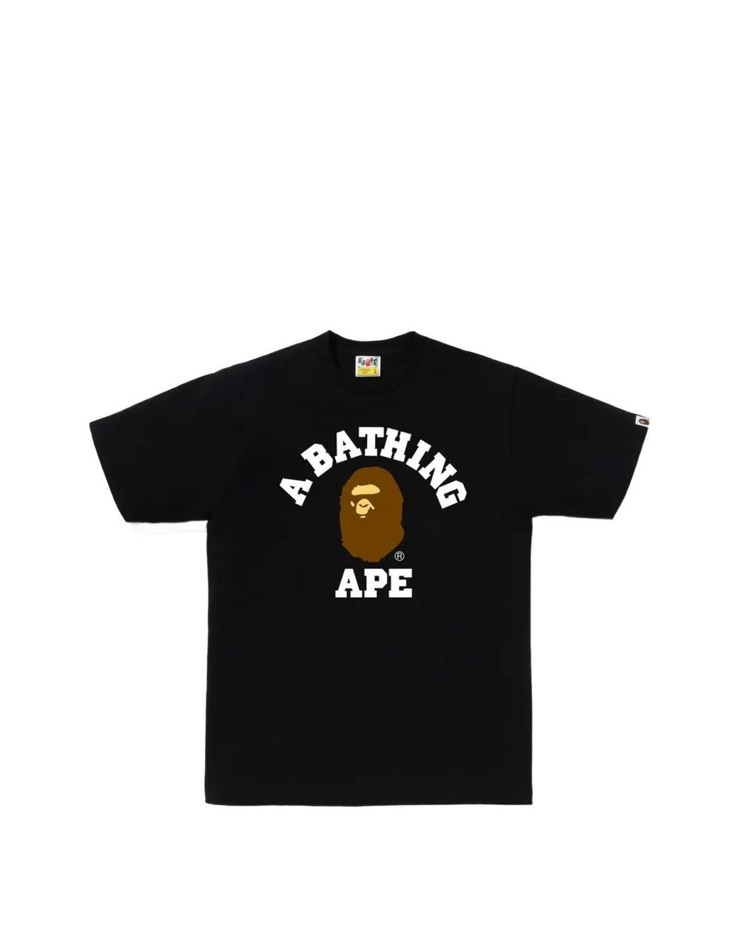 A Bathing Ape Black Short Sleeve College Tee for men