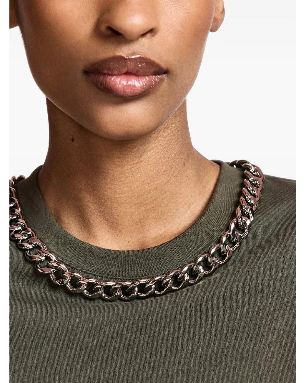 Essentiel Antwerp Gray Klaim Chain-Embellished T-Shirt