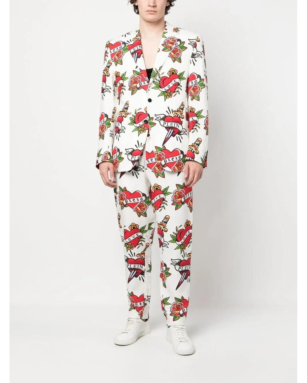 Philipp Plein Red Logo-Print Blazer for men
