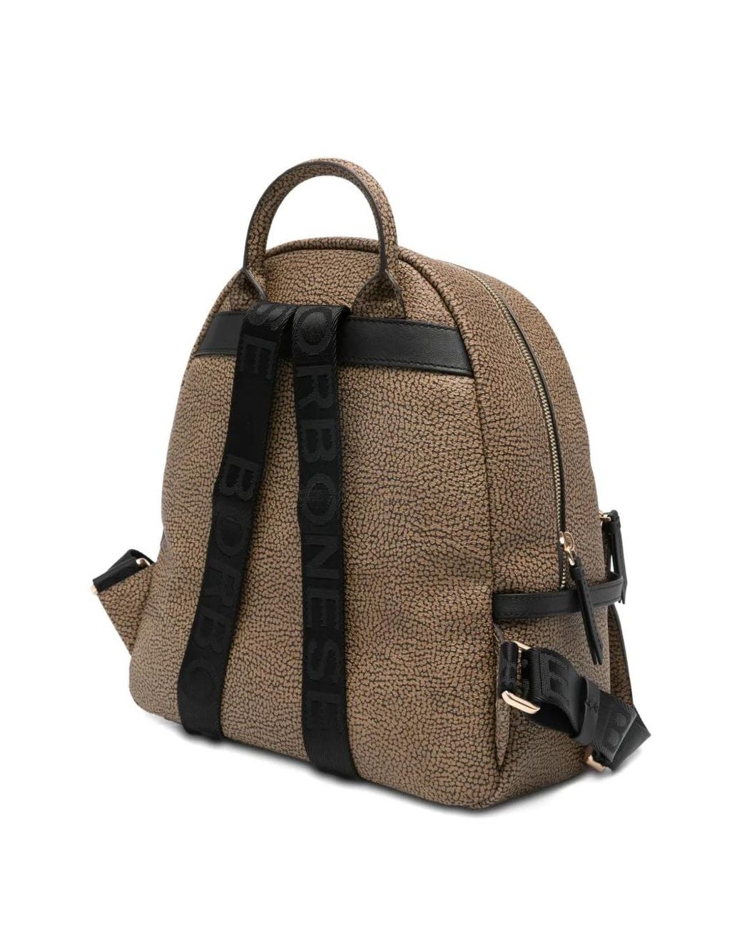 Borbonese Natural Medium Round-Handle Pattern Backpack