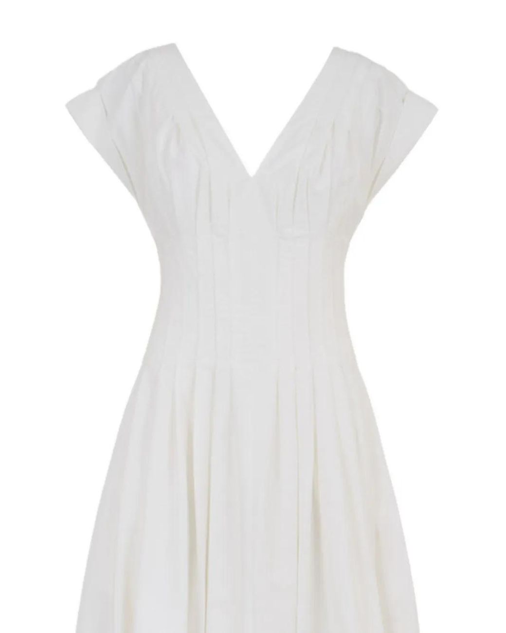 Jonathan Simkhai White Nina V-Neck Pleated Midi Dress