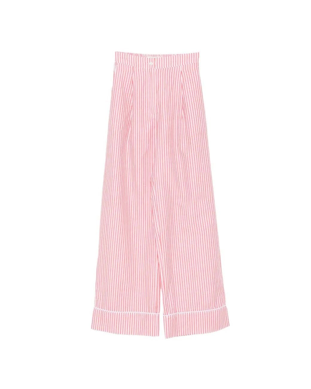 Riviera Pink Striped-Pattern Pants