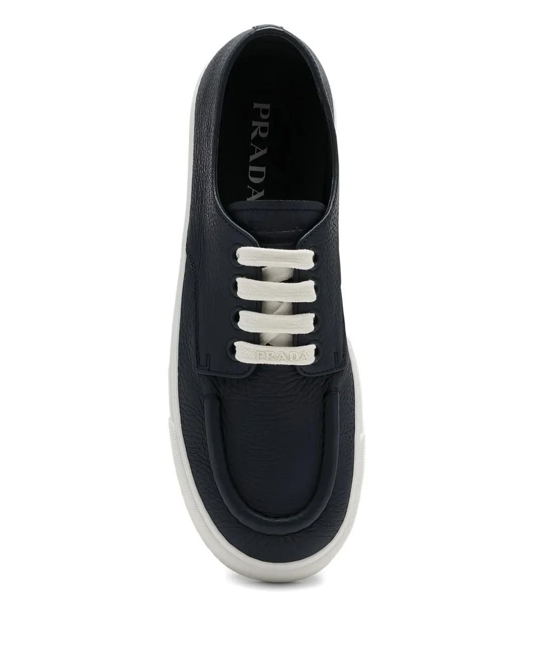 Prada Black Leather Lace-Up Sneakers for men