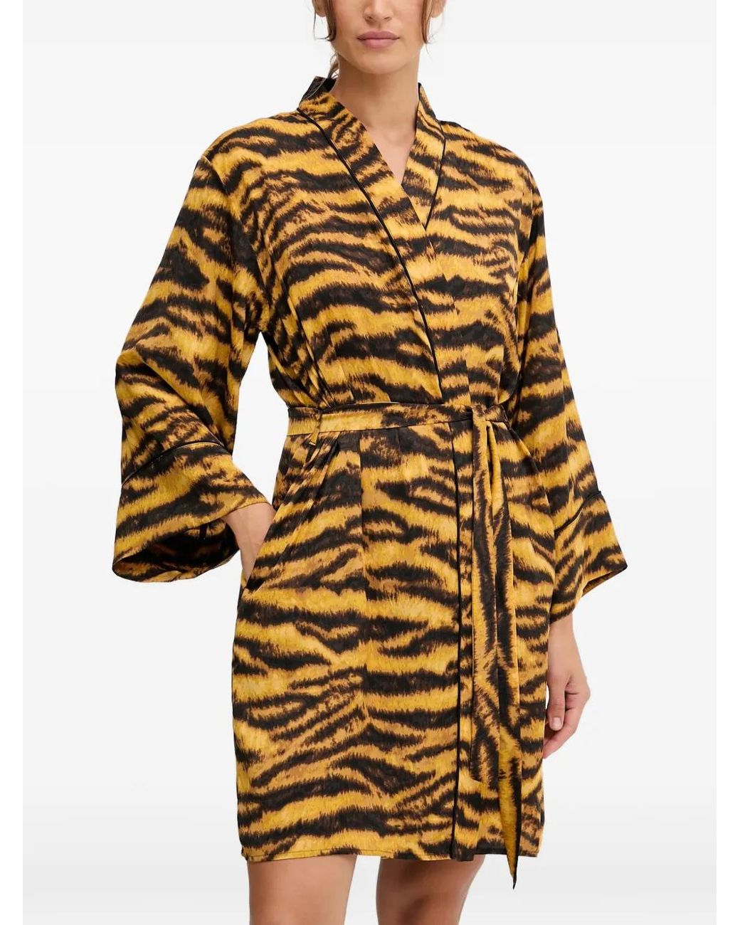 DKNY Yellow Tiger Print Belted Loungewear