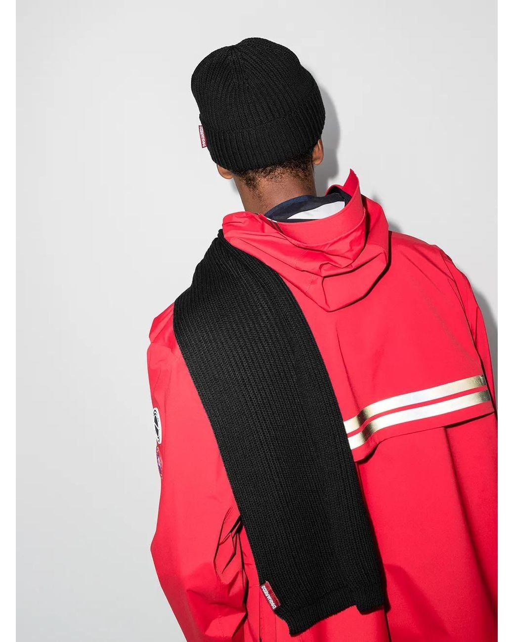 DSquared² Black Knitted Beanie Hat And Scarf Set for men