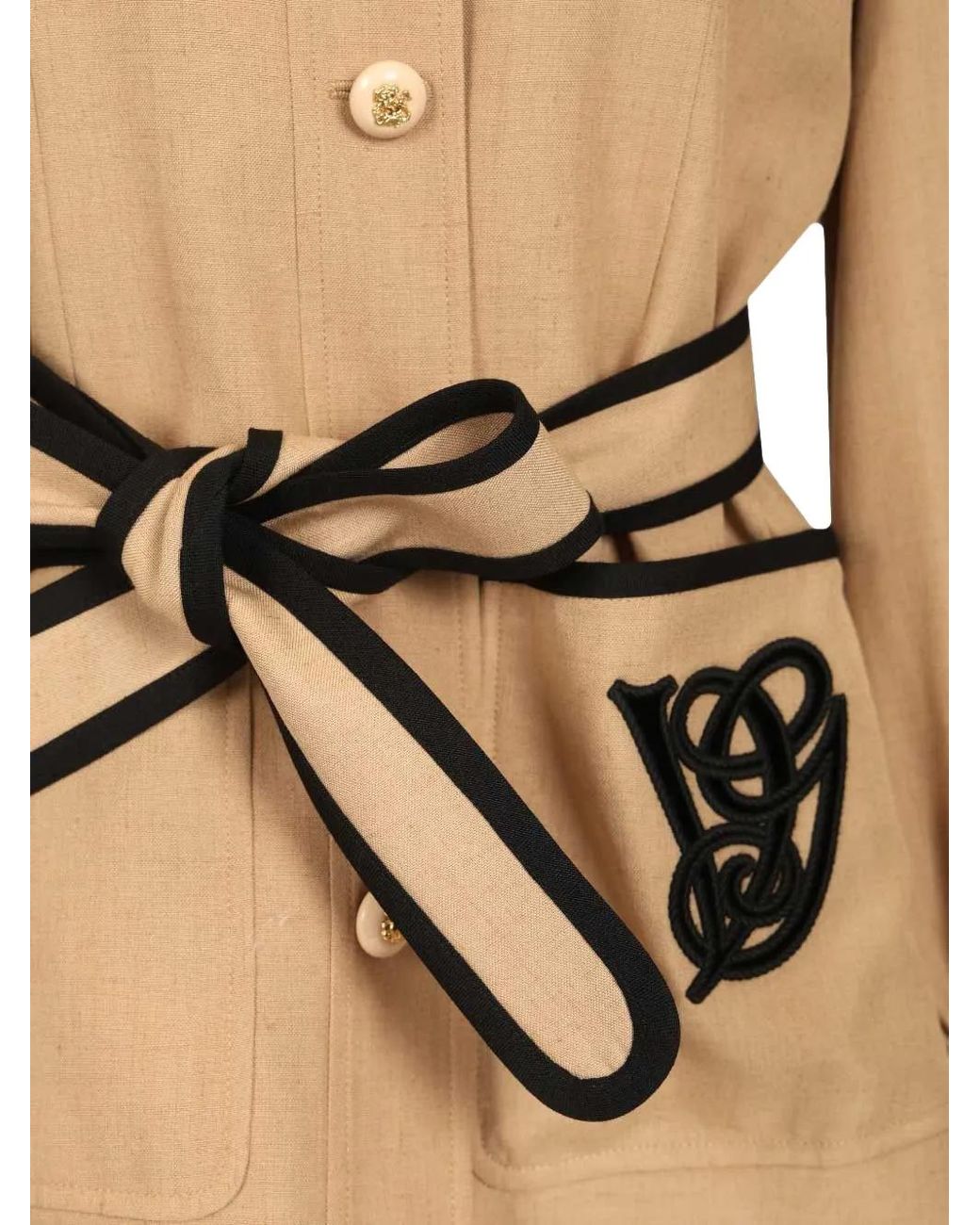 Valentino Garavani Natural Vlogo Belted Coat