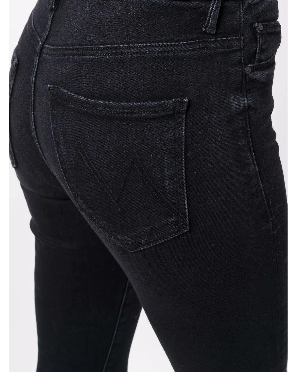 Mother Blue High-Rise Cropped Skinny Jeans