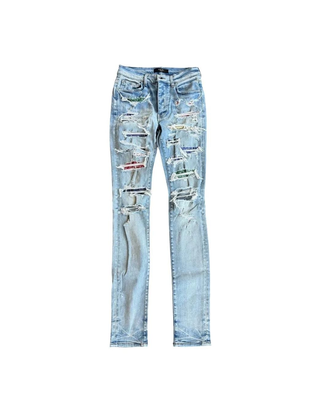 Amiri Blue Bandana Patch Thrasher Jeans for men