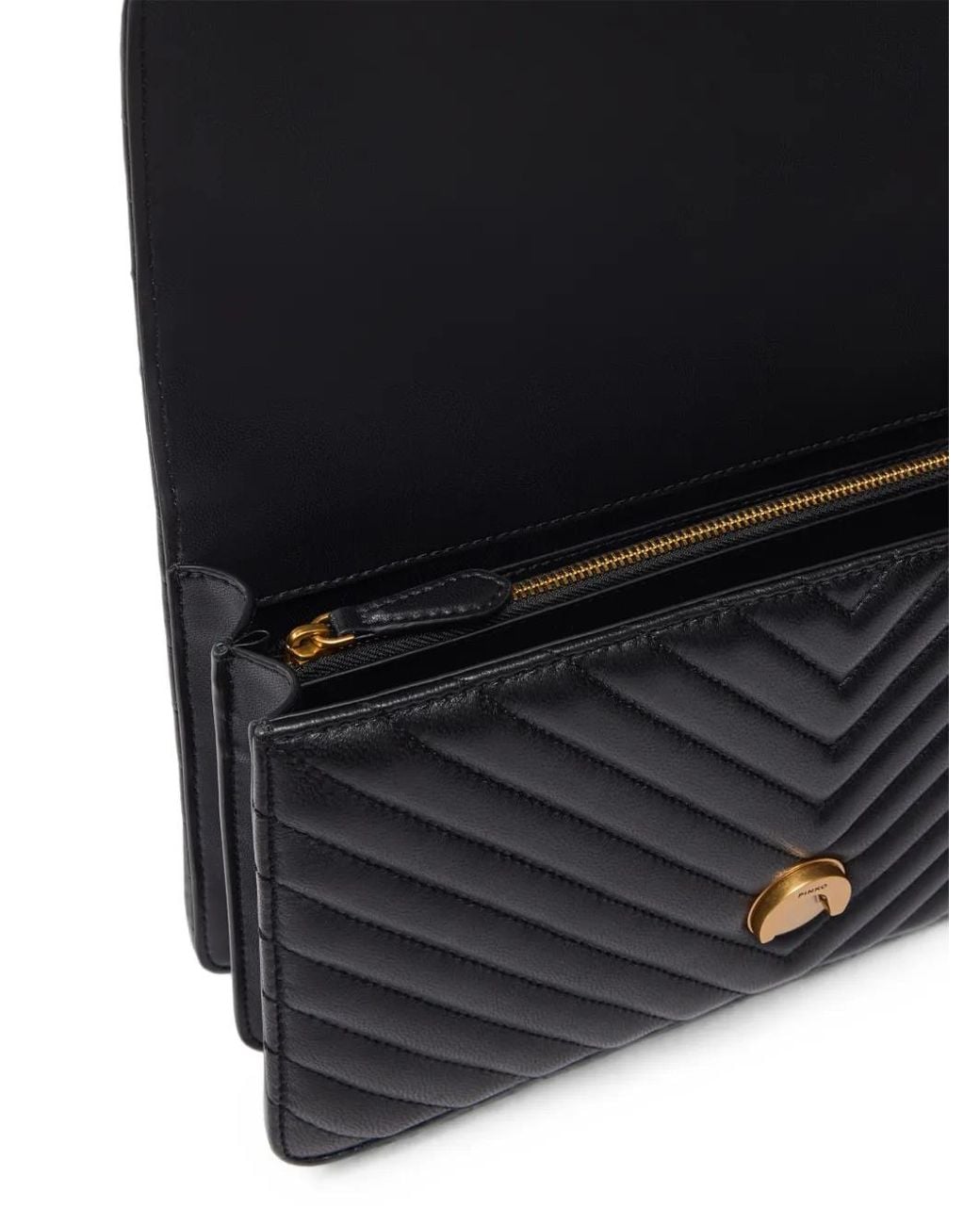Pinko Black Love Birds Quilted Leather Shoulder Bag