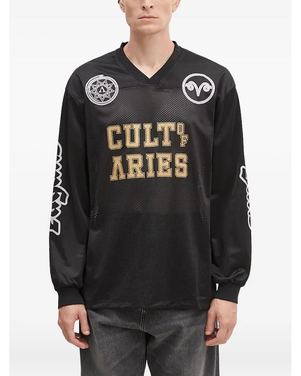Aries Black Mesh-Panel Long-Sleeve Jersey for men