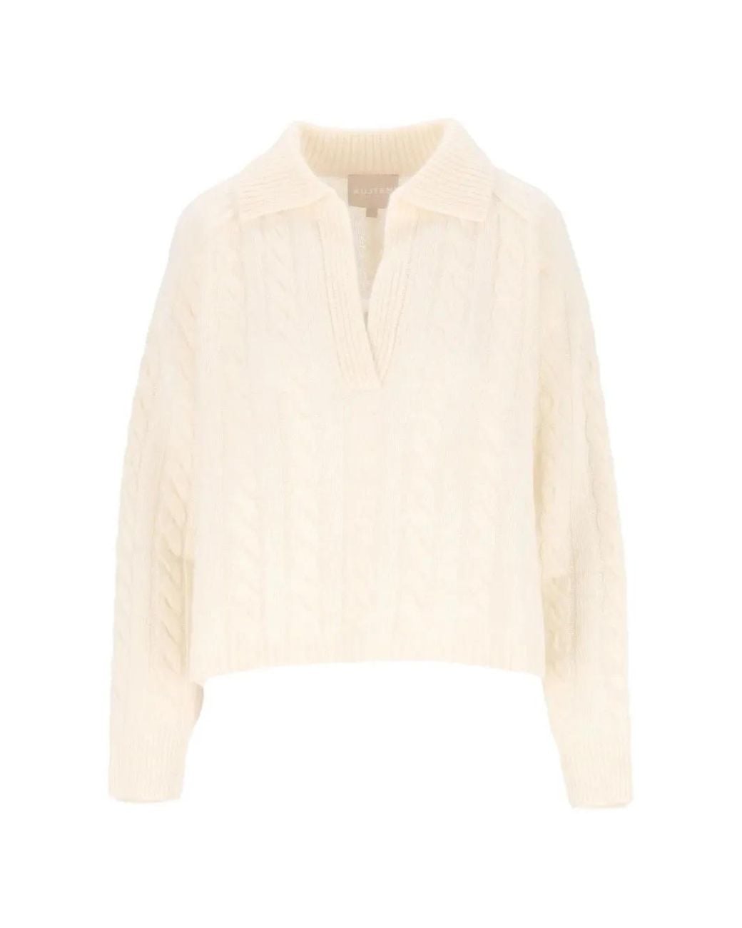 Kujten White Enora Cable-Knit Sweater